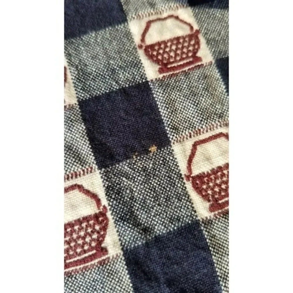 2 Pc Kitchen Table Placemats Blue Country Basket Checkered Reversible 18
